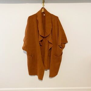 MOTH Anthropologie Burnt Orange Oversized Heavy Weight Open Front Sweater